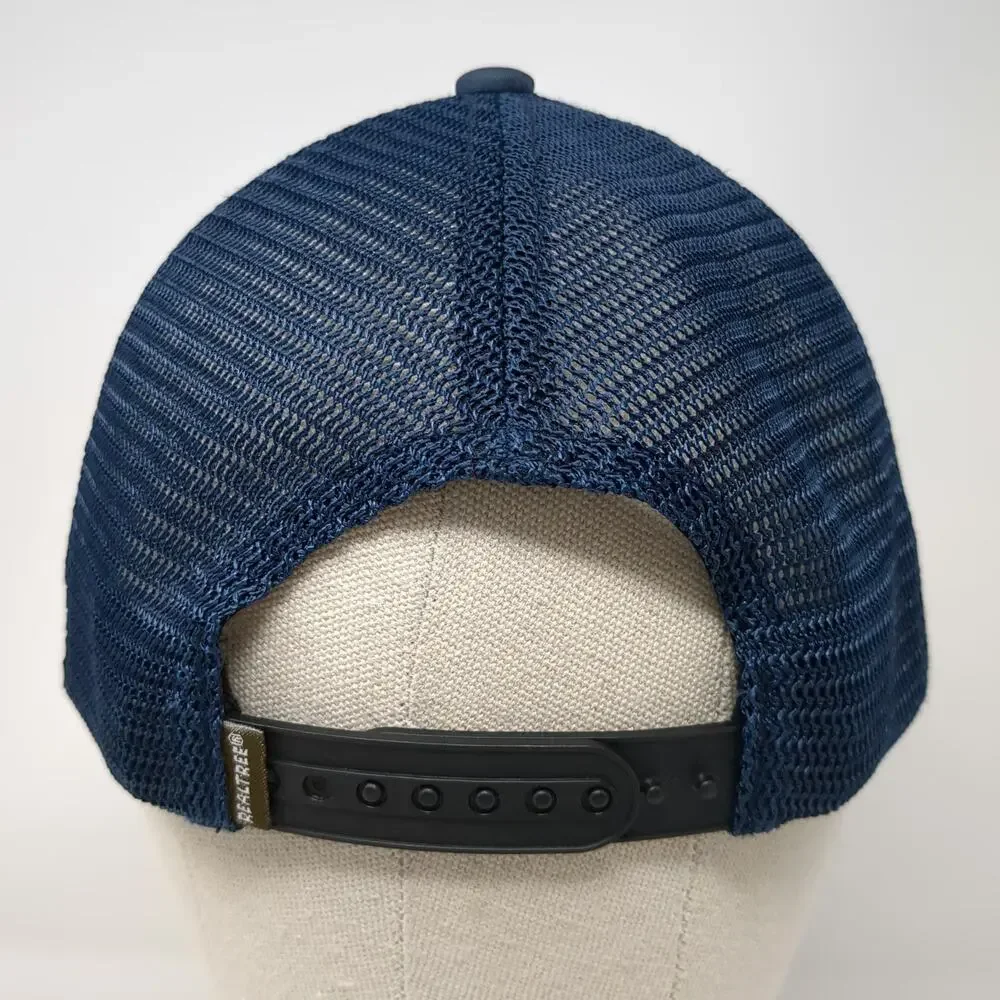 Realtree Trucker Hat Blue One Size Rope Mesh Back Antler Logo Patch Adjustable